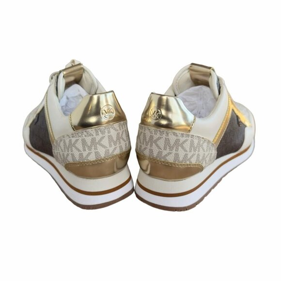 ✨Michael Kors Maddy Trainer Sneaker Vanilla Brown Gold Sz 8 Women's Shoes Casual - Picture 5 of 10